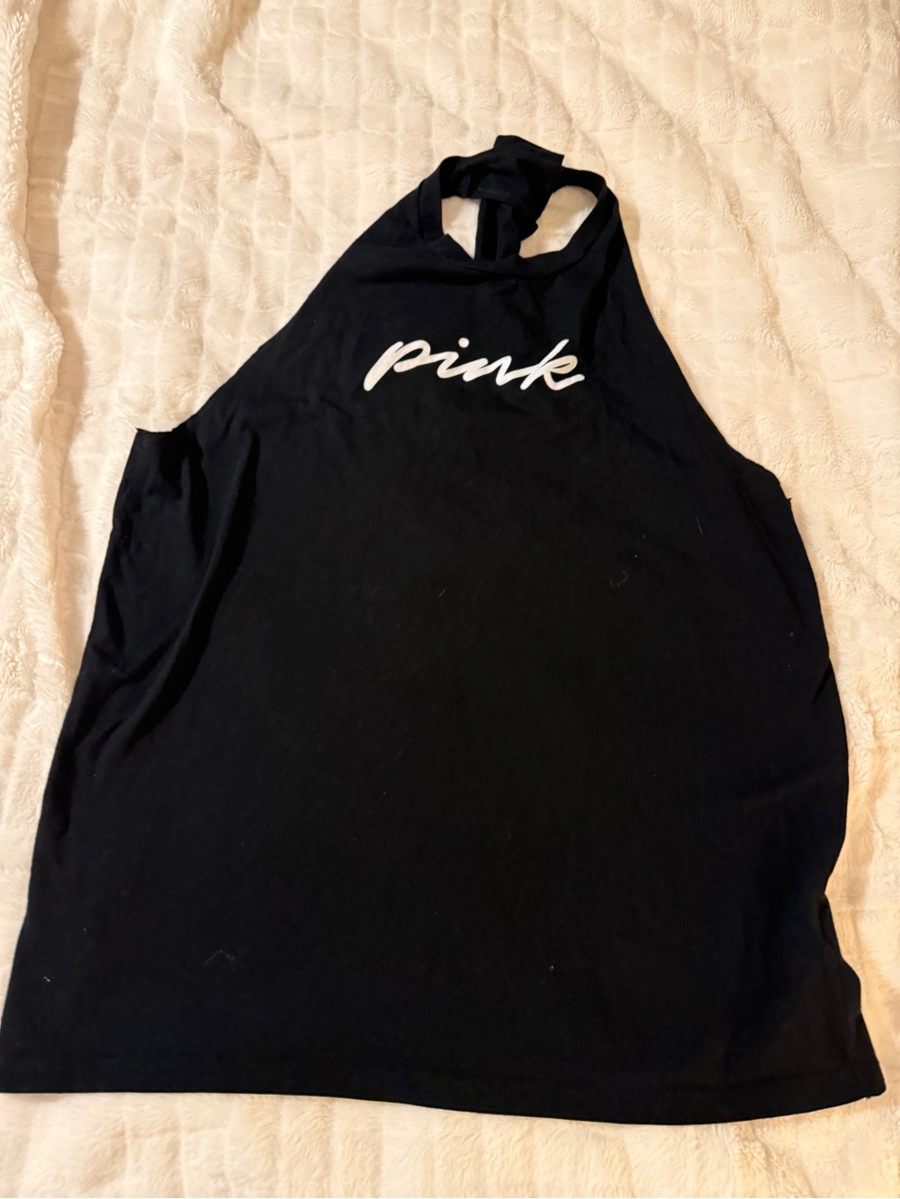 PINK Victoria's Secret Black twist back Logo Tank